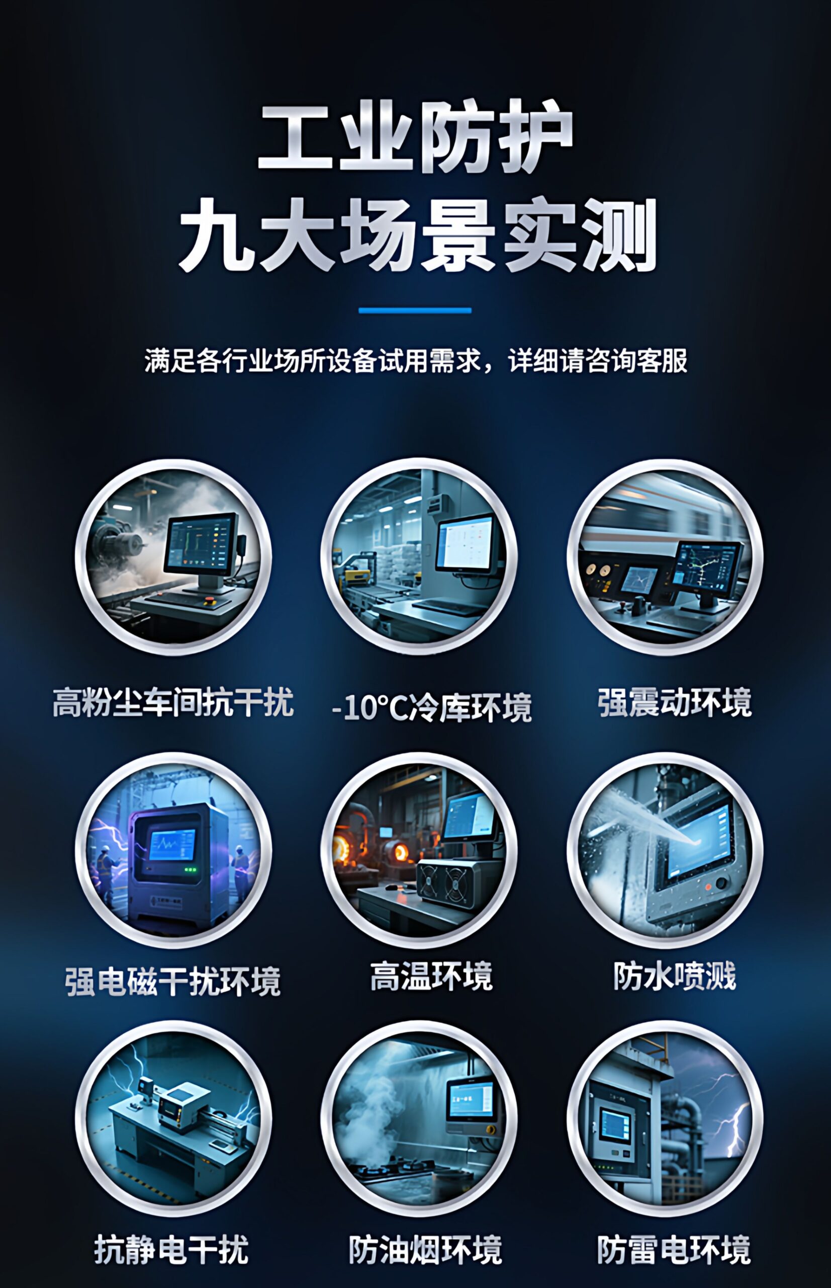 研显触控G2A工业显示器提供工业级防护，九大场景实测，满足各行业场所设备使用需求