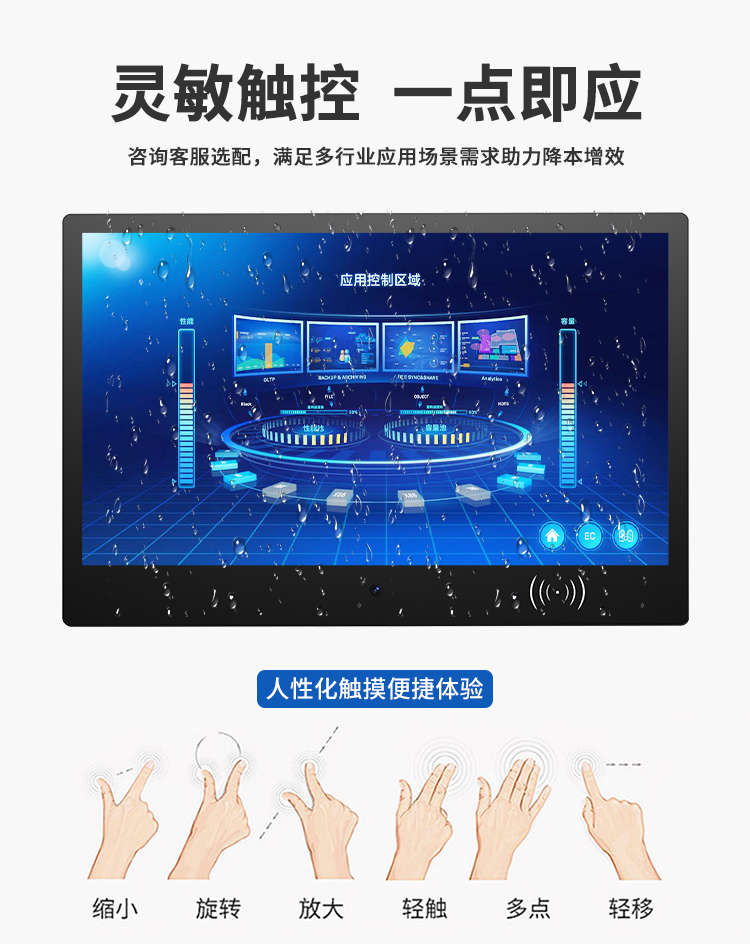 研显触控G3D刷卡刷脸多功能车间产线工业平板电脑支持多种触摸手势，满足多行业应用场景需求助力降本增效