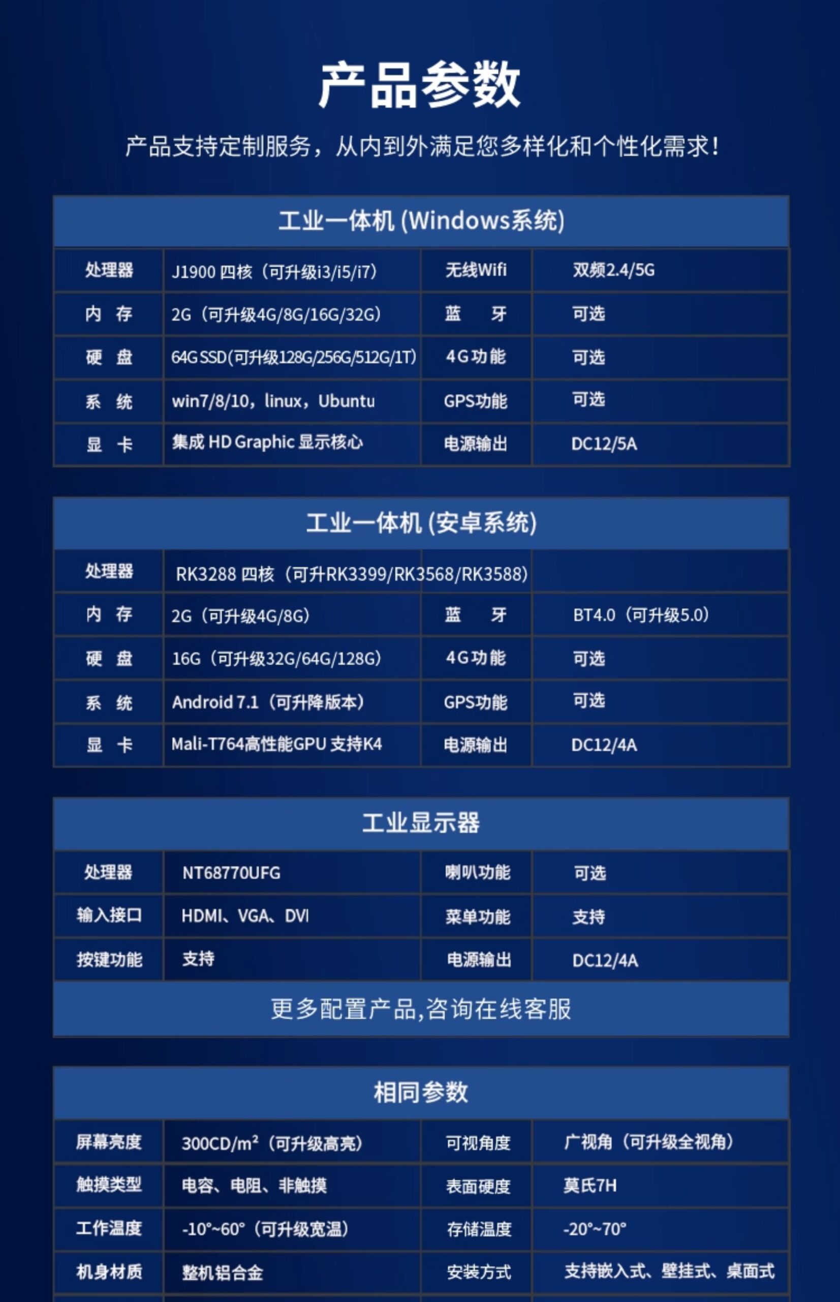 研显触控G3D刷卡刷脸多功能车间产线工业平板电脑参数表