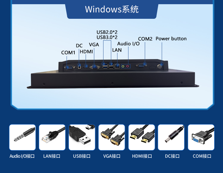 研显触控G1K刷卡扫码多功能工控一体机预设多种接口，满足更多场景的拓展需求1