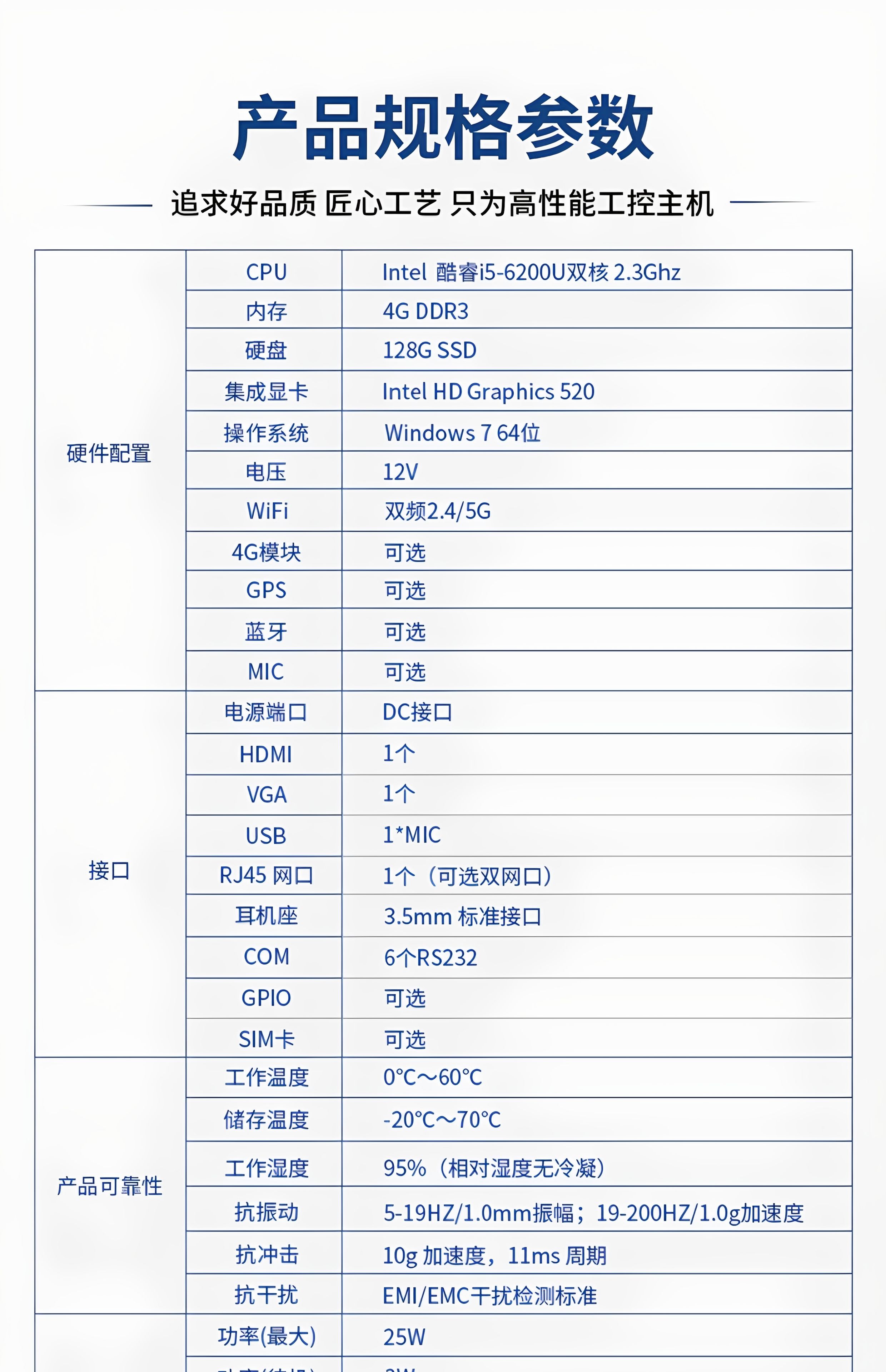 研显触控K2强固型工控主机产品规格参数