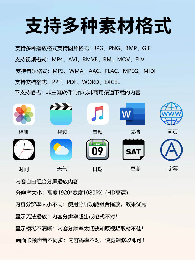 研显触控A7触摸查询一体机支持多种素材格式