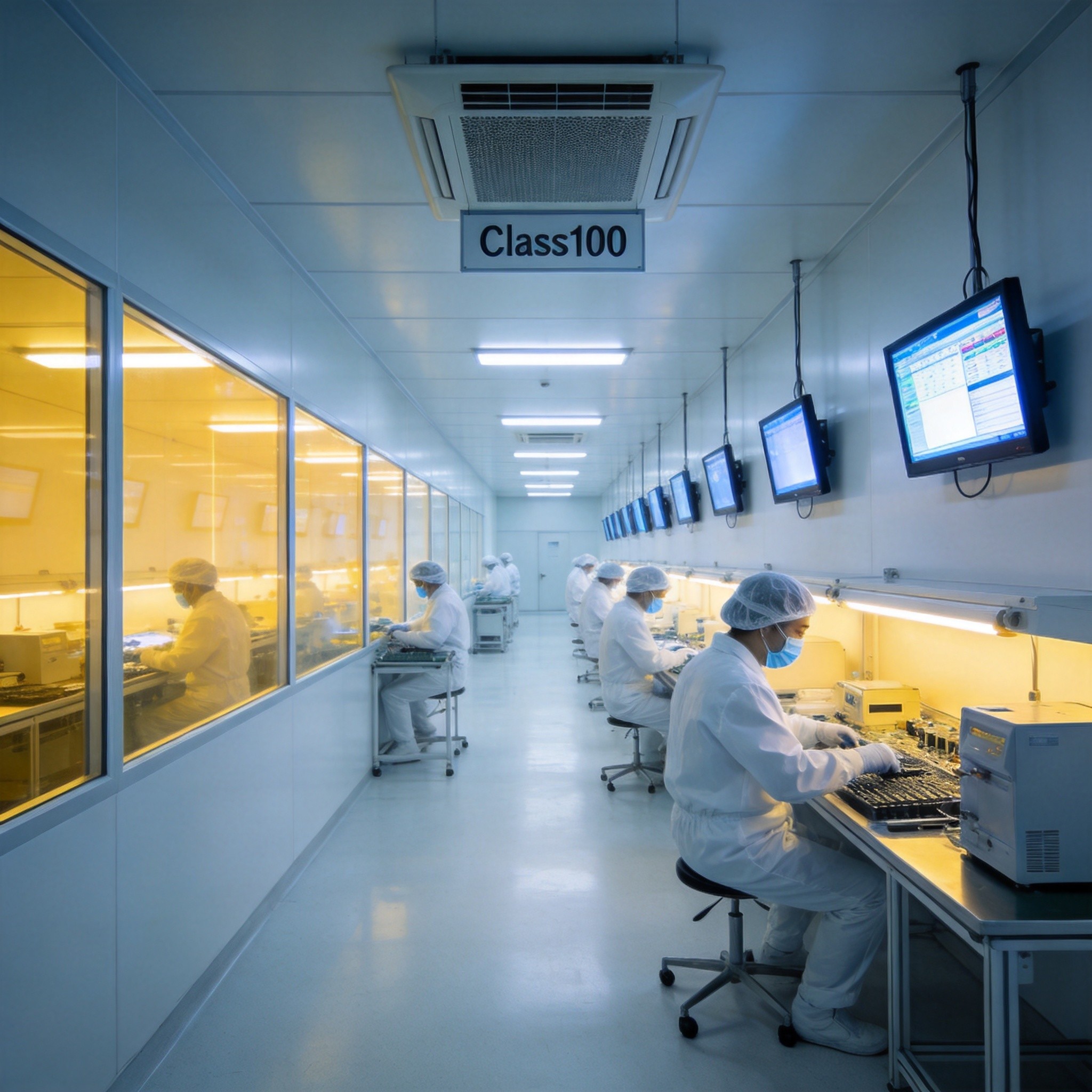 京东方Class 100无尘车间黄光工段洁净环境全景 京东方Class 100无尘车间黄光工段洁净环境全景