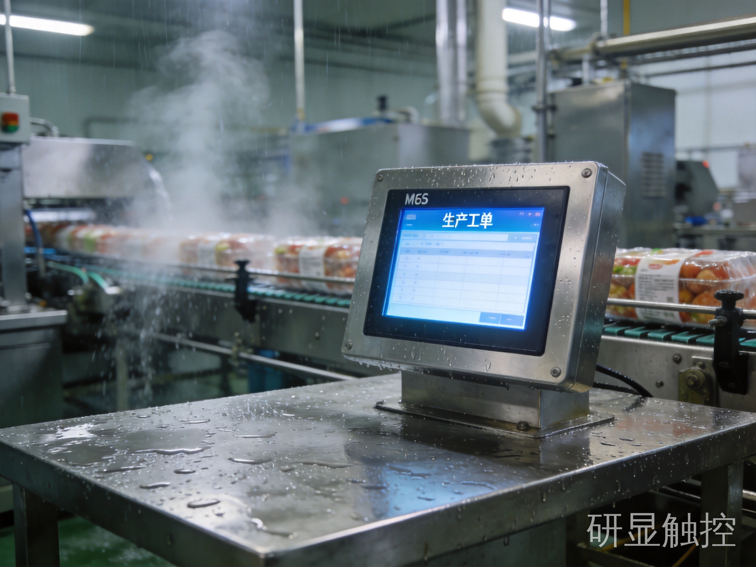 食品包装车间IP65级前面板终端防护效果