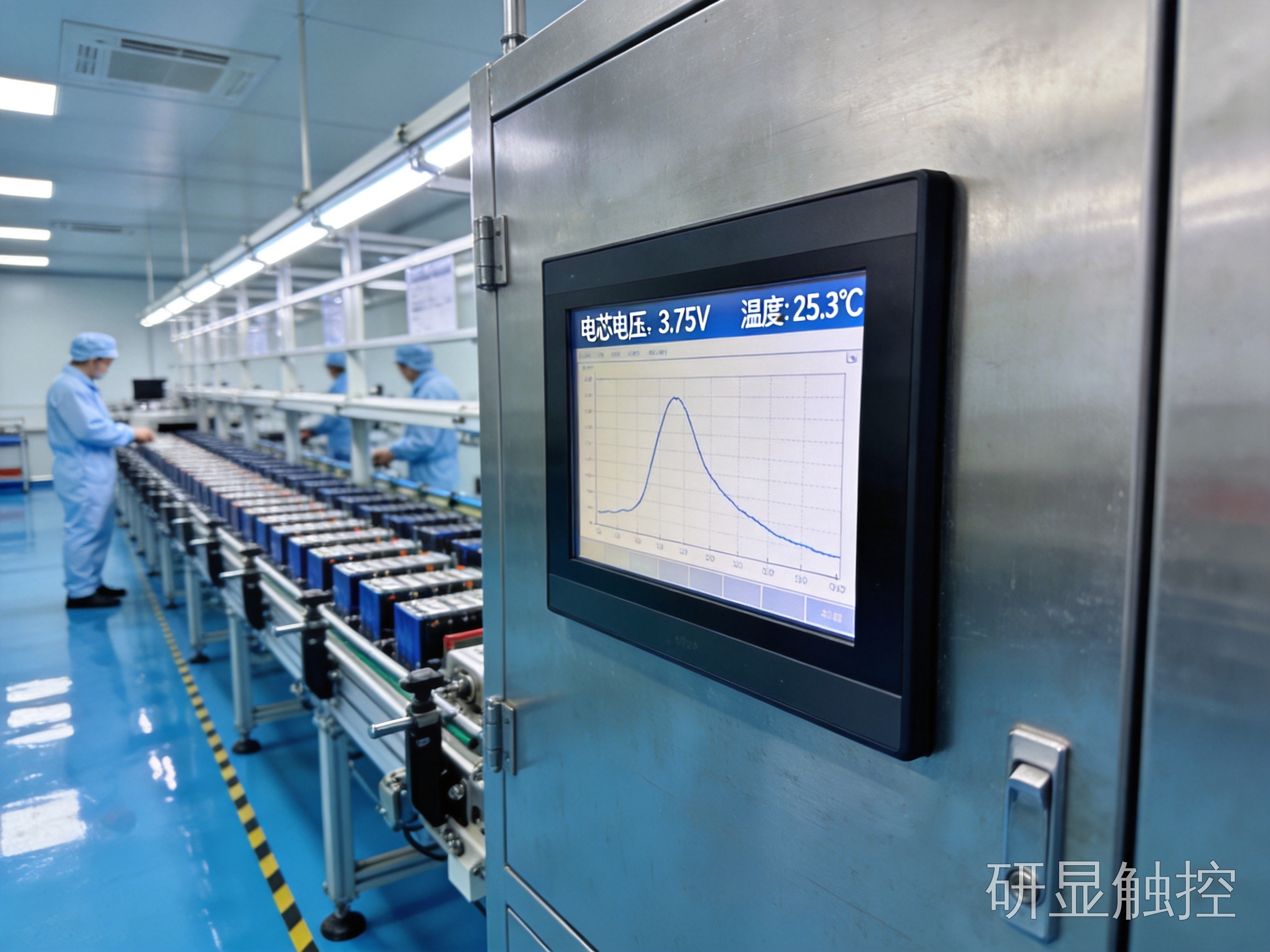 锂电产线工业显示屏 锂电电芯装配线嵌入式工业显示屏运行界面