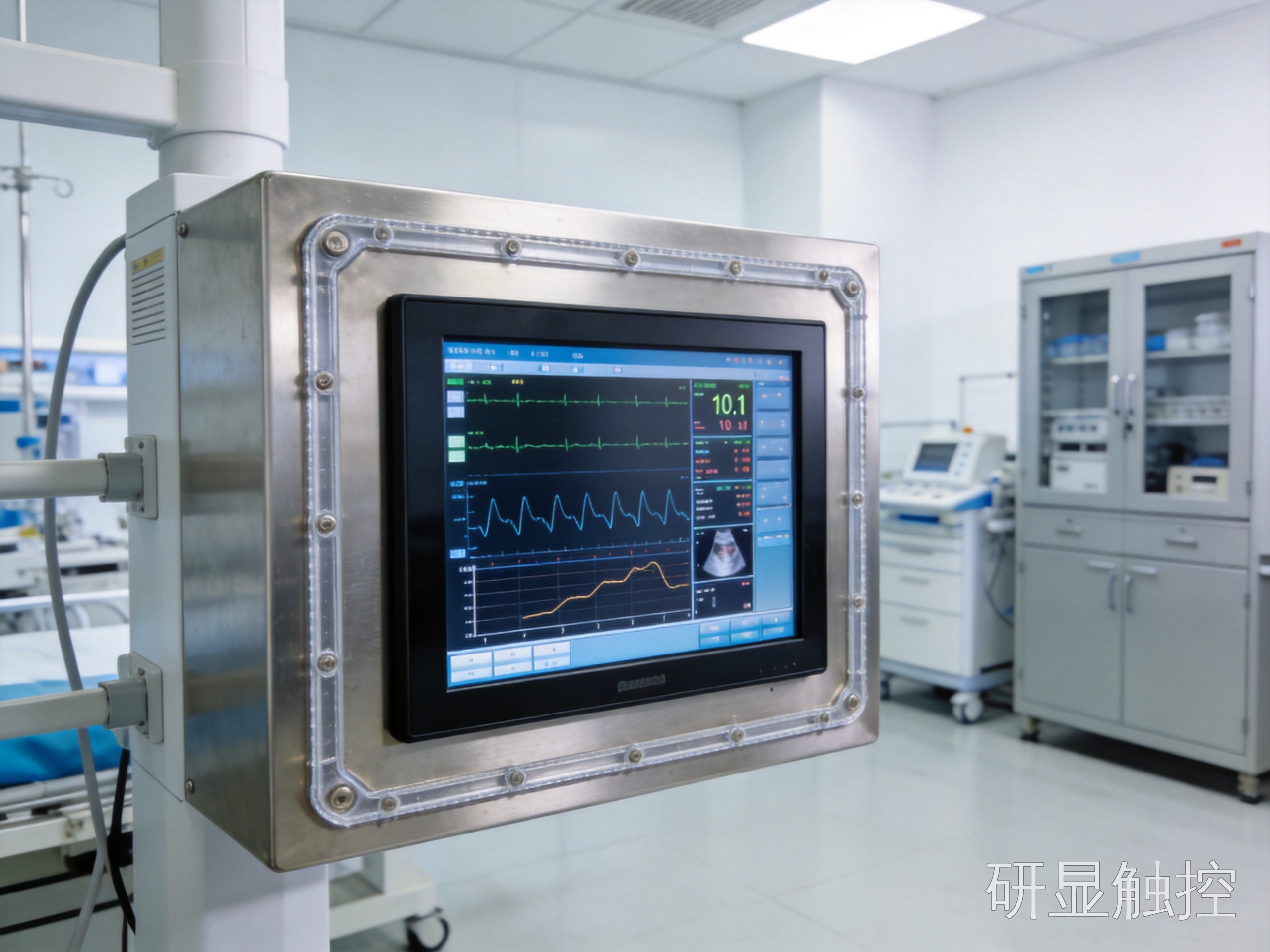 医疗设备面板上嵌入式安装的10.1寸工业显示器