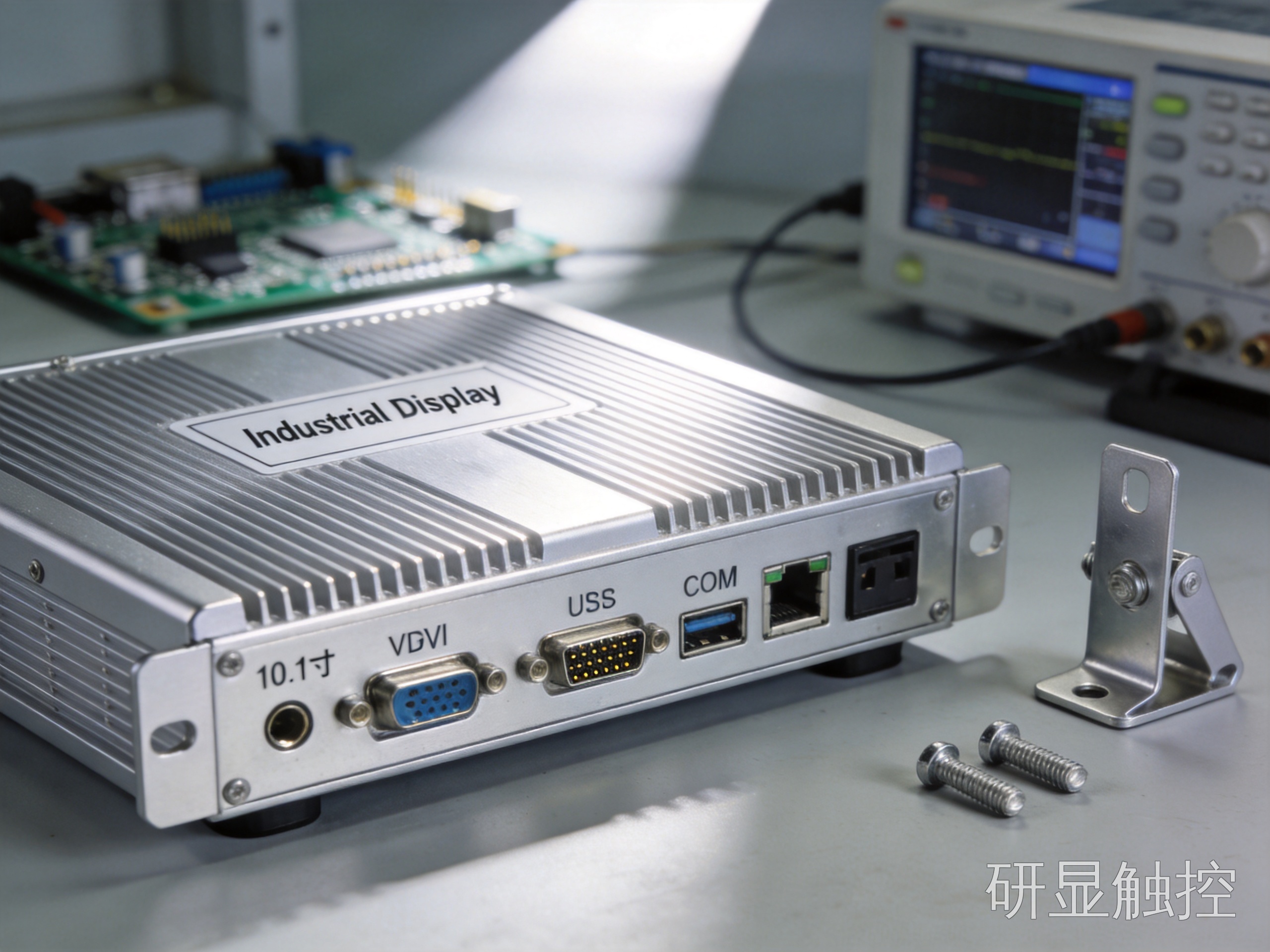 10.1寸工业显示器背部接口布局与安装配件