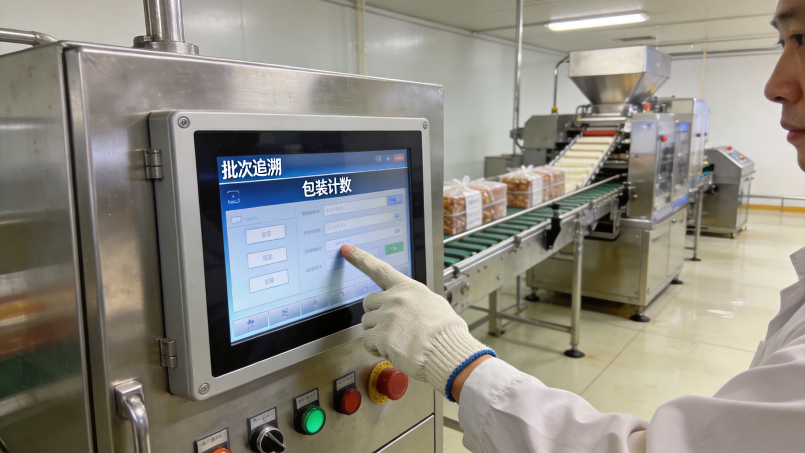 食品包装车间控制柜面板上嵌入的全封闭无风扇工业平板终端