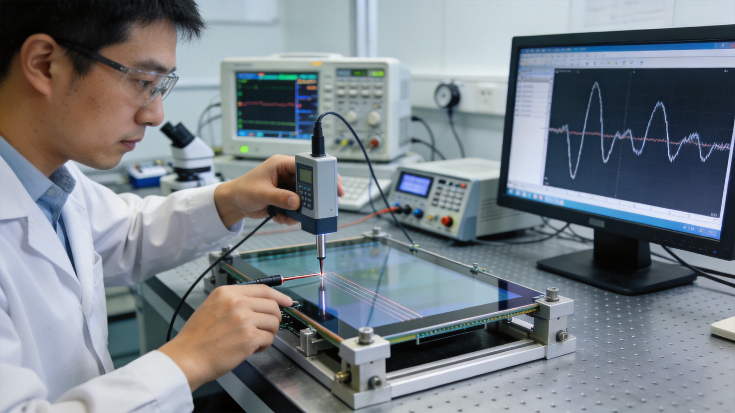 触控盖板厚度与电极通道检测 工程实验室内检测触控盖板玻璃厚度与电极感应通道响应