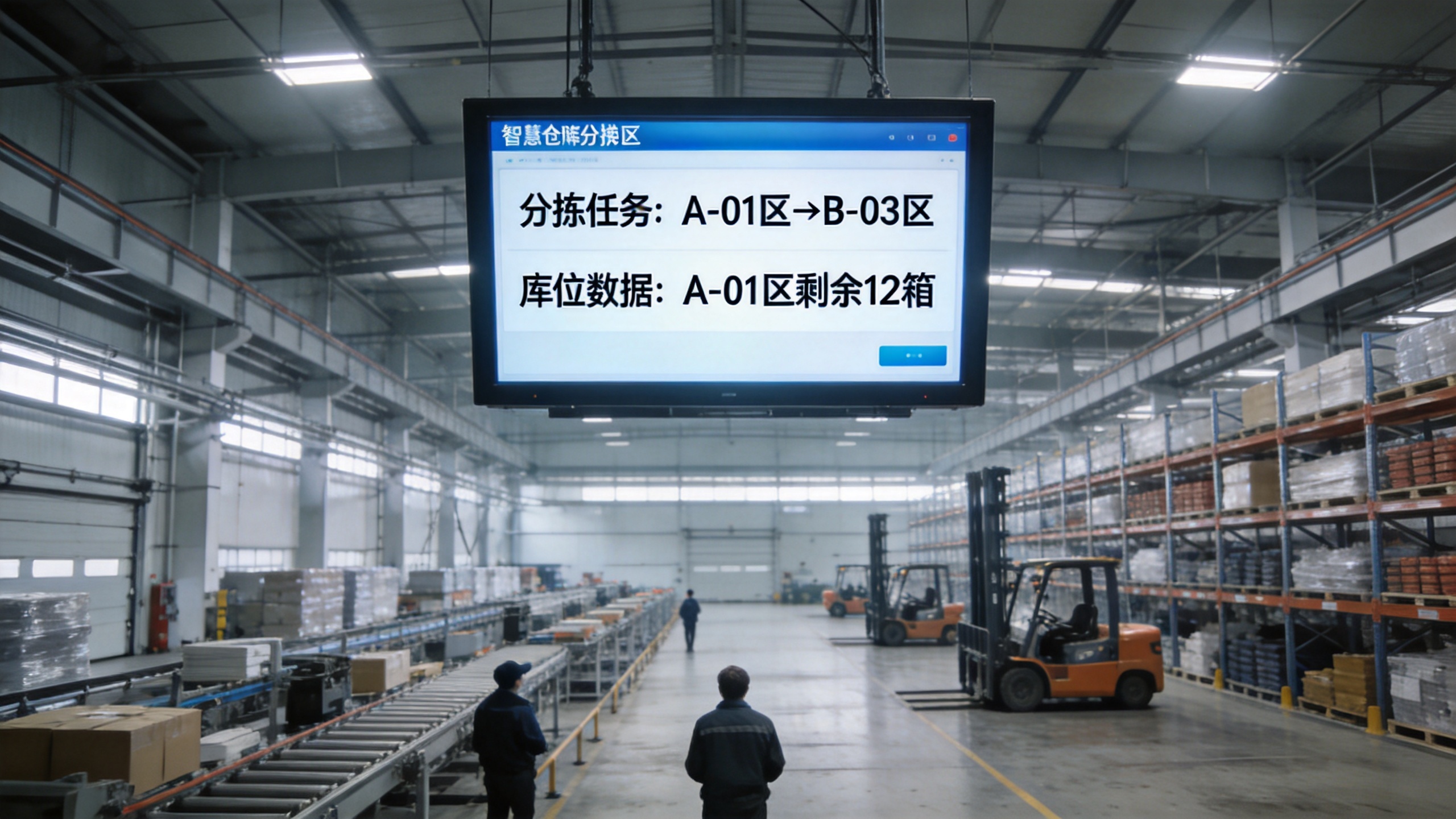 仓储分拣区高亮大屏远视距读取 智慧仓储分拣区高亮大尺寸工业显示屏远距离显示分拣任务与库位数据