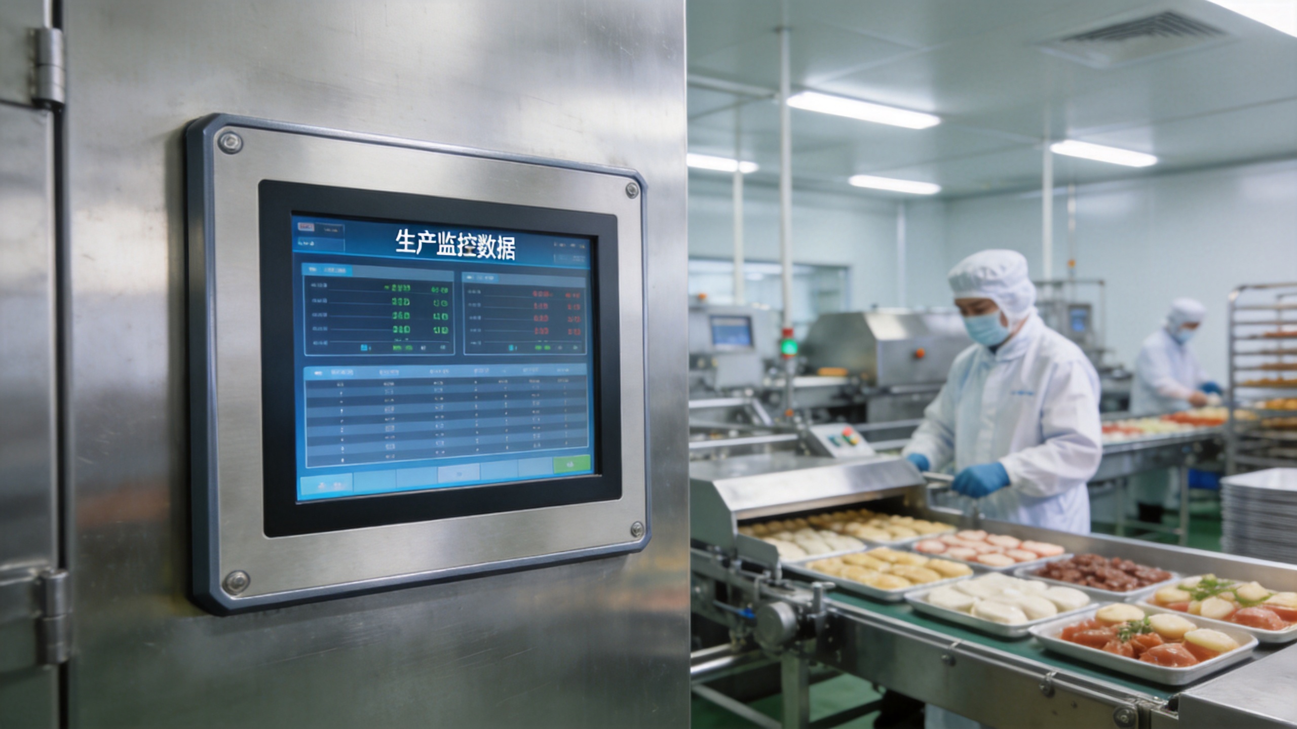IP65防护工业触摸显示器 工业触摸显示器在食品车间安装在设备面板上