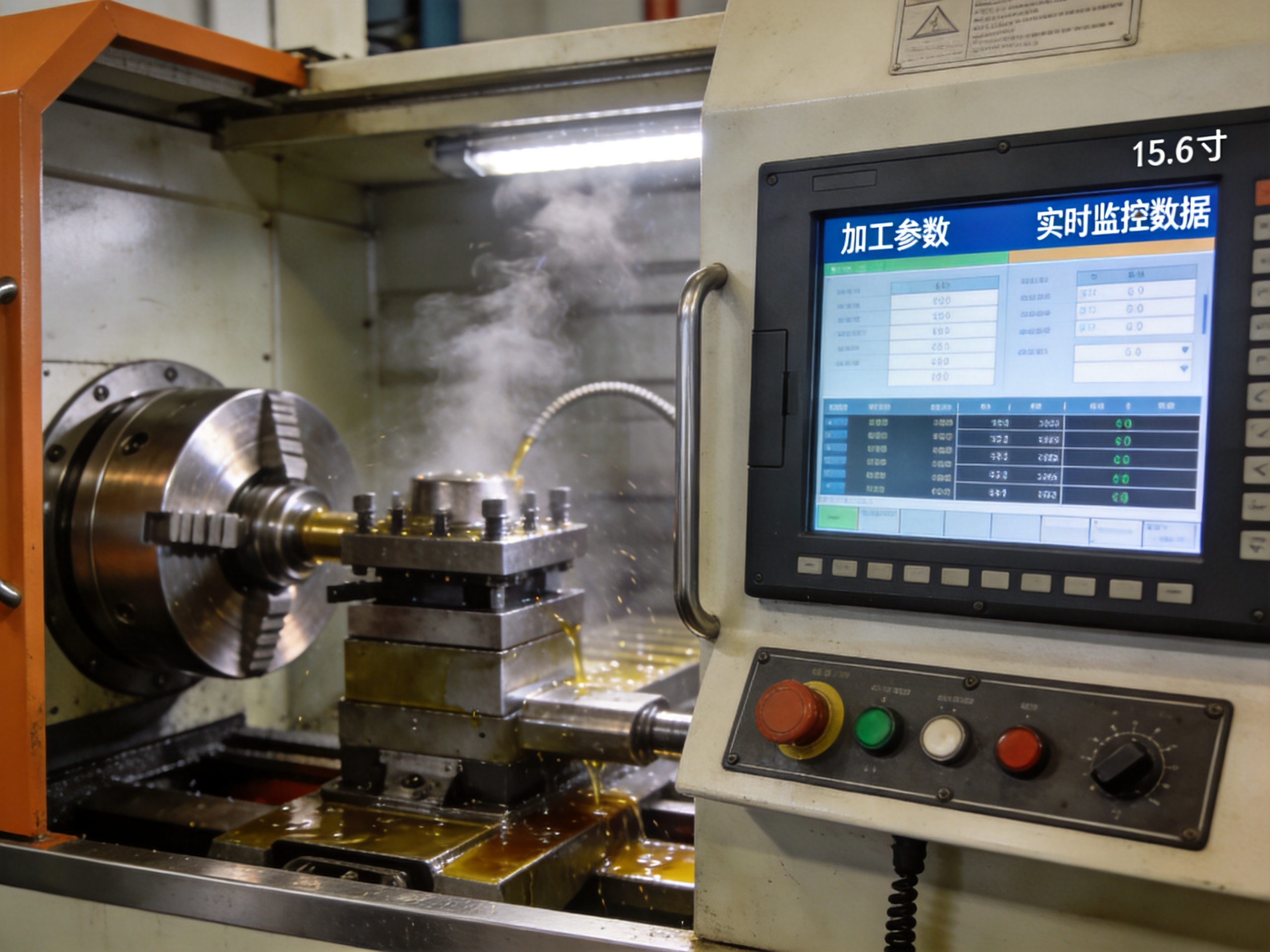 机加工产线金属粉尘环境中的15.6工业显示器 机加工产线旁嵌入式15.6工业显示器