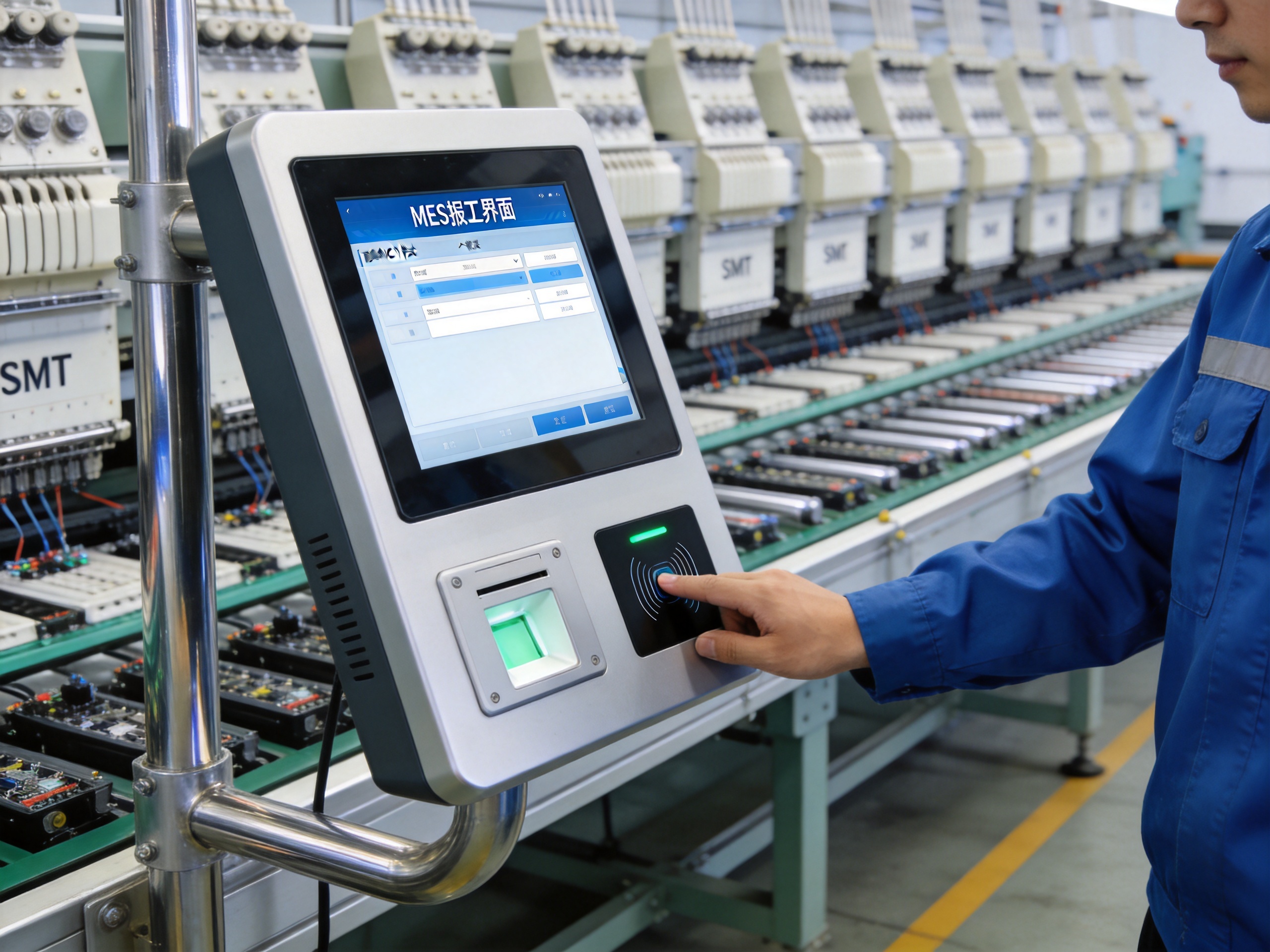 集成刷卡模块的MES报工终端 MES工位终端一体机身份识别与刷卡报工