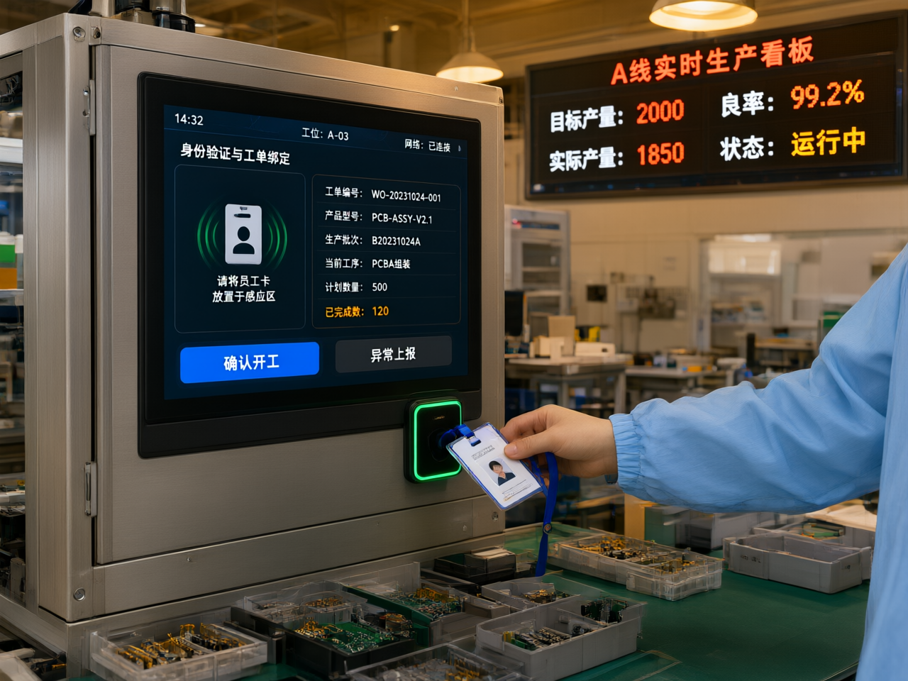 mes工位终端一体机身份验证与报工流程