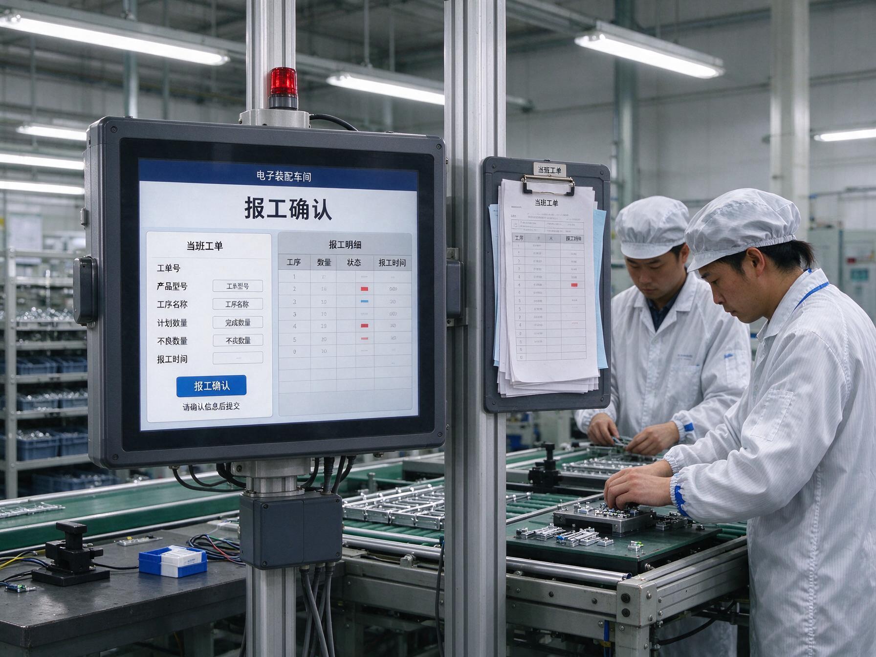 换掉外挂读卡器拼出来的报工台，mes工位一体机让每笔报工都经得起审厂追溯
