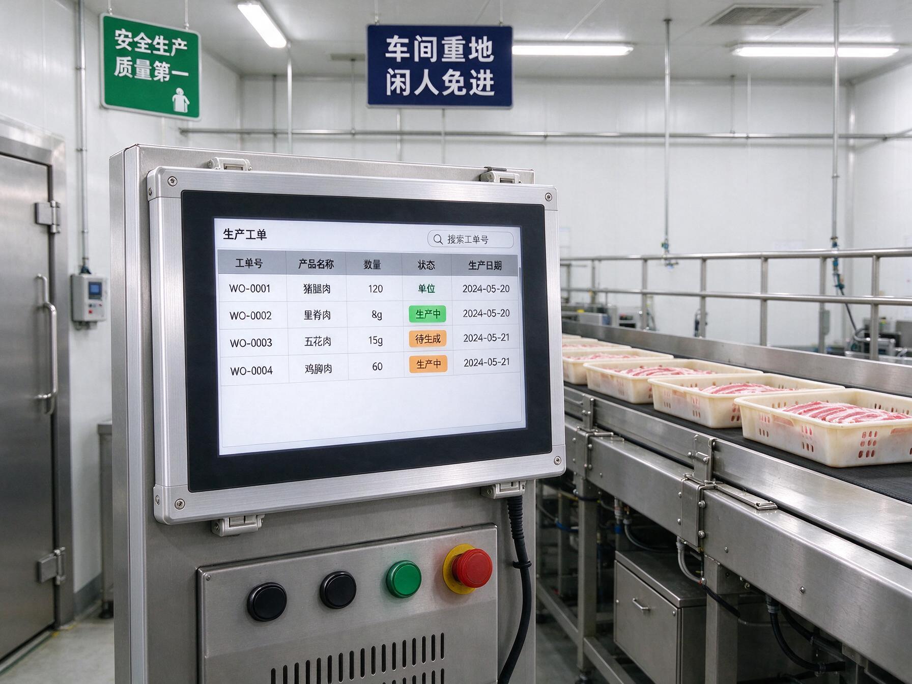 嵌入式选型 嵌入式安装的15.6工业显示器显示生产工单界面