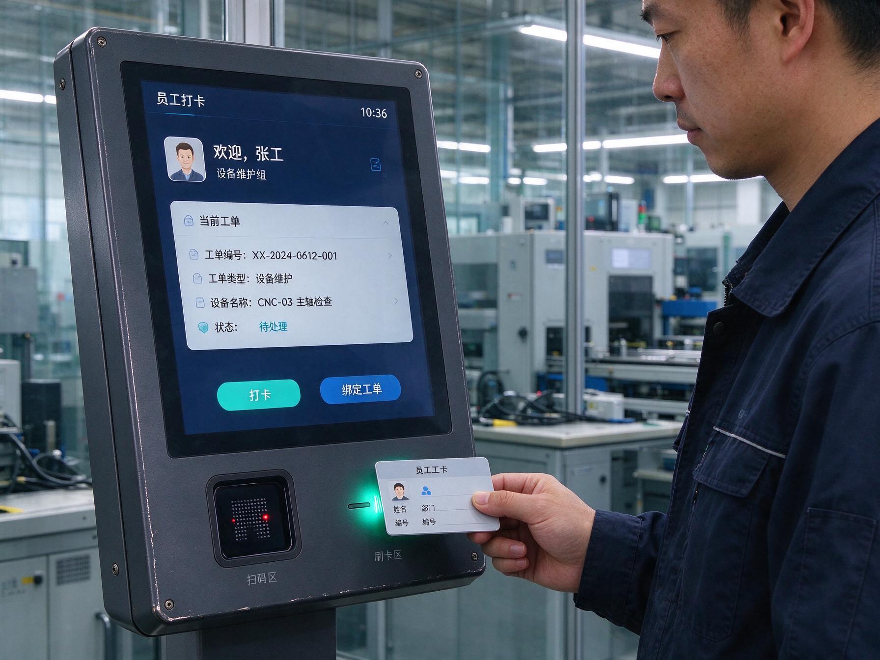 前置识别模块集成 前置扫码刷卡识别模块的mes工位一体机